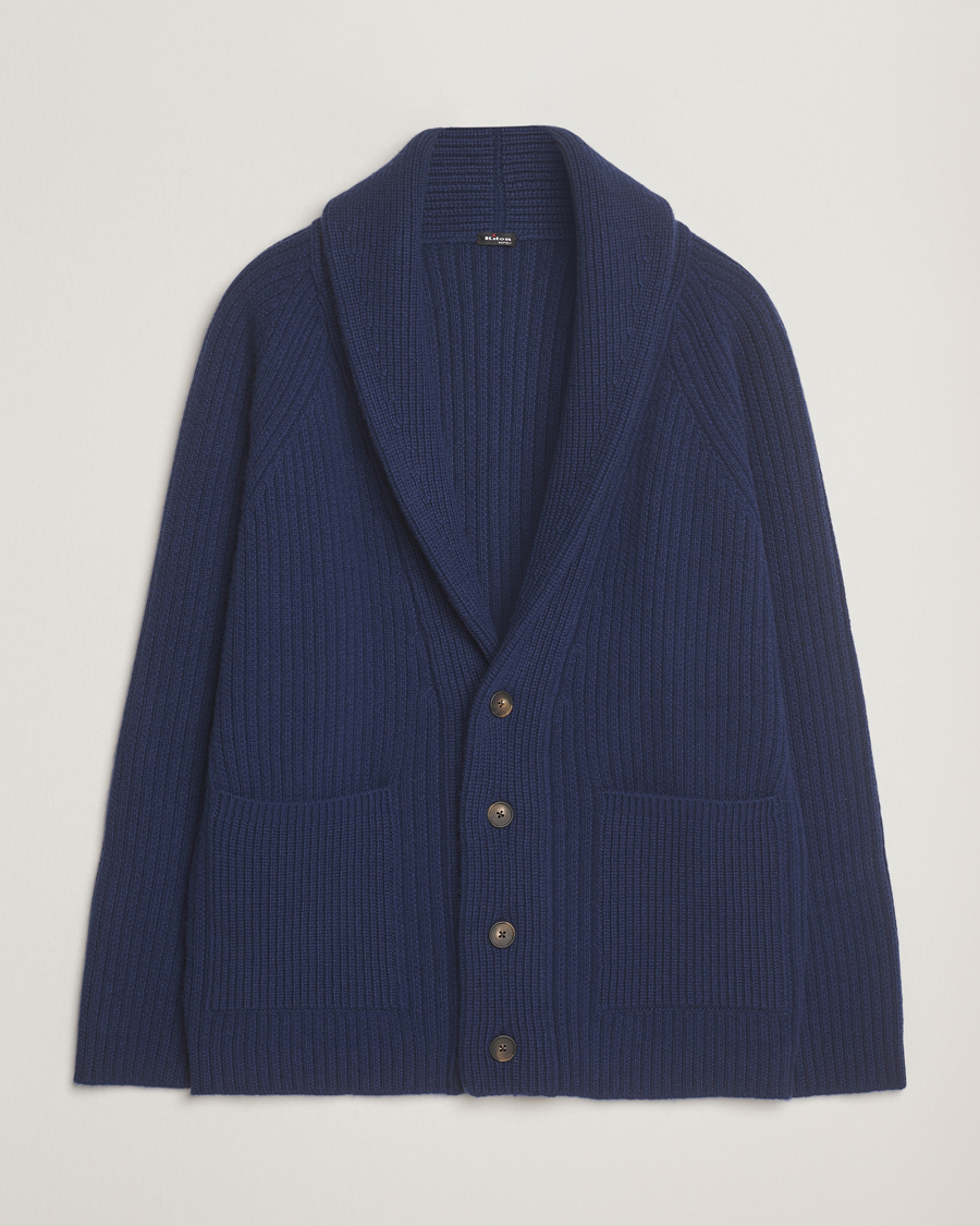 Heren | Truien | Kiton | Cashmere Rib Shawl Cardigan Navy