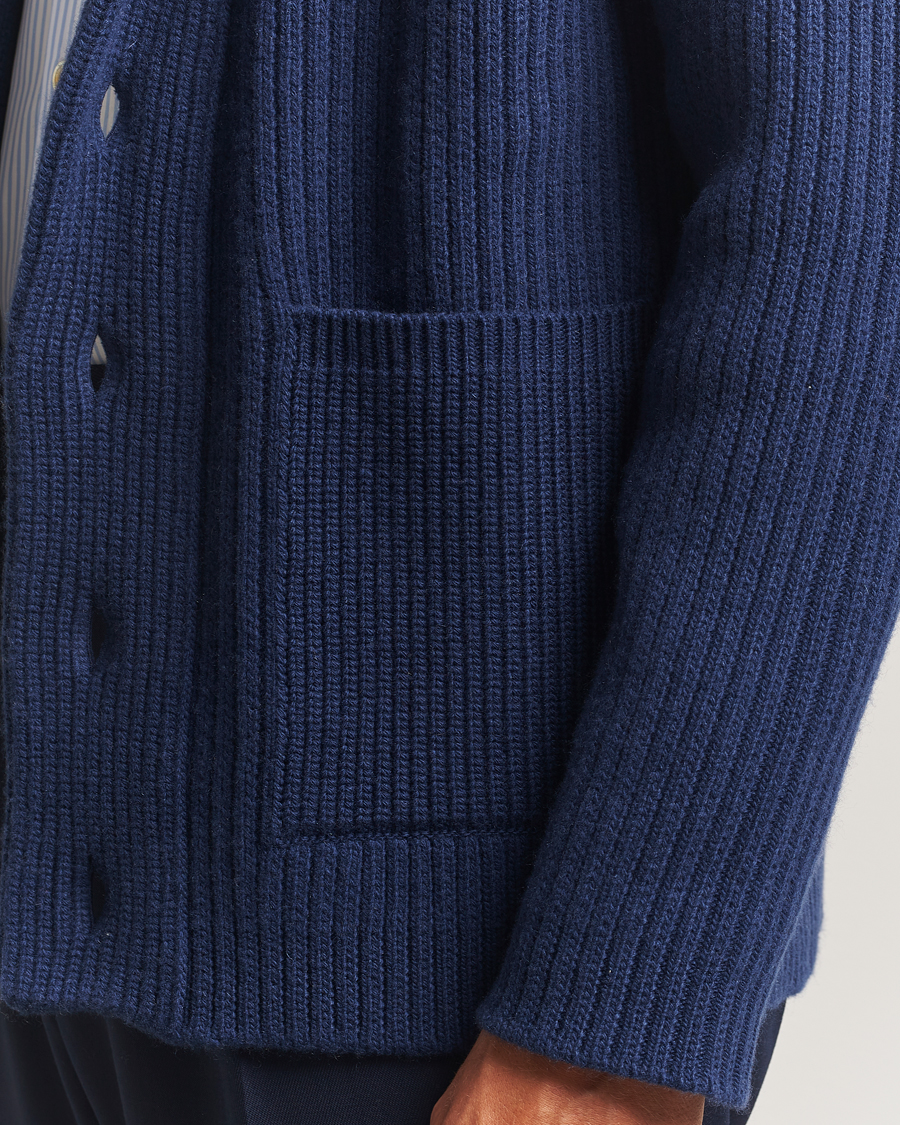 Heren | Truien | Kiton | Cashmere Rib Shawl Cardigan Navy