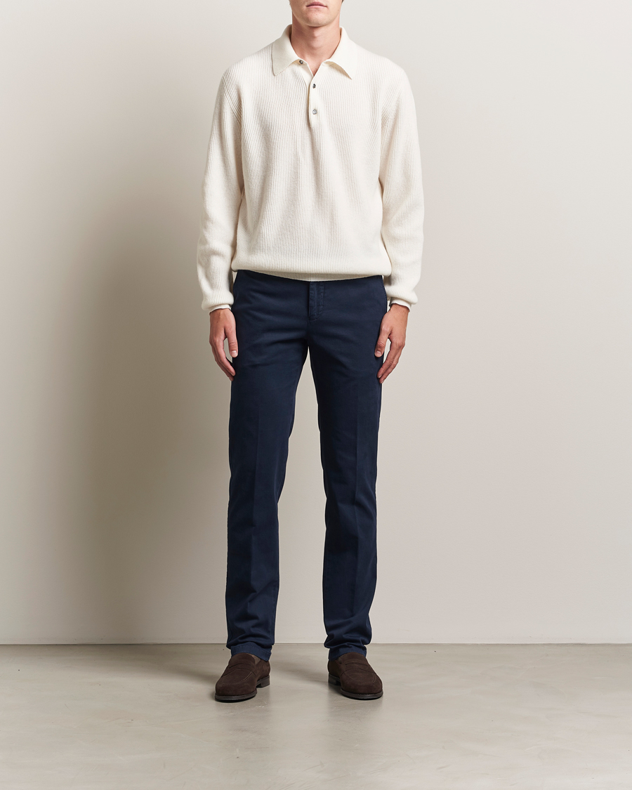 Heren | Truien | Kiton | Cashmere Rib Long Sleeve Polo Light Beige
