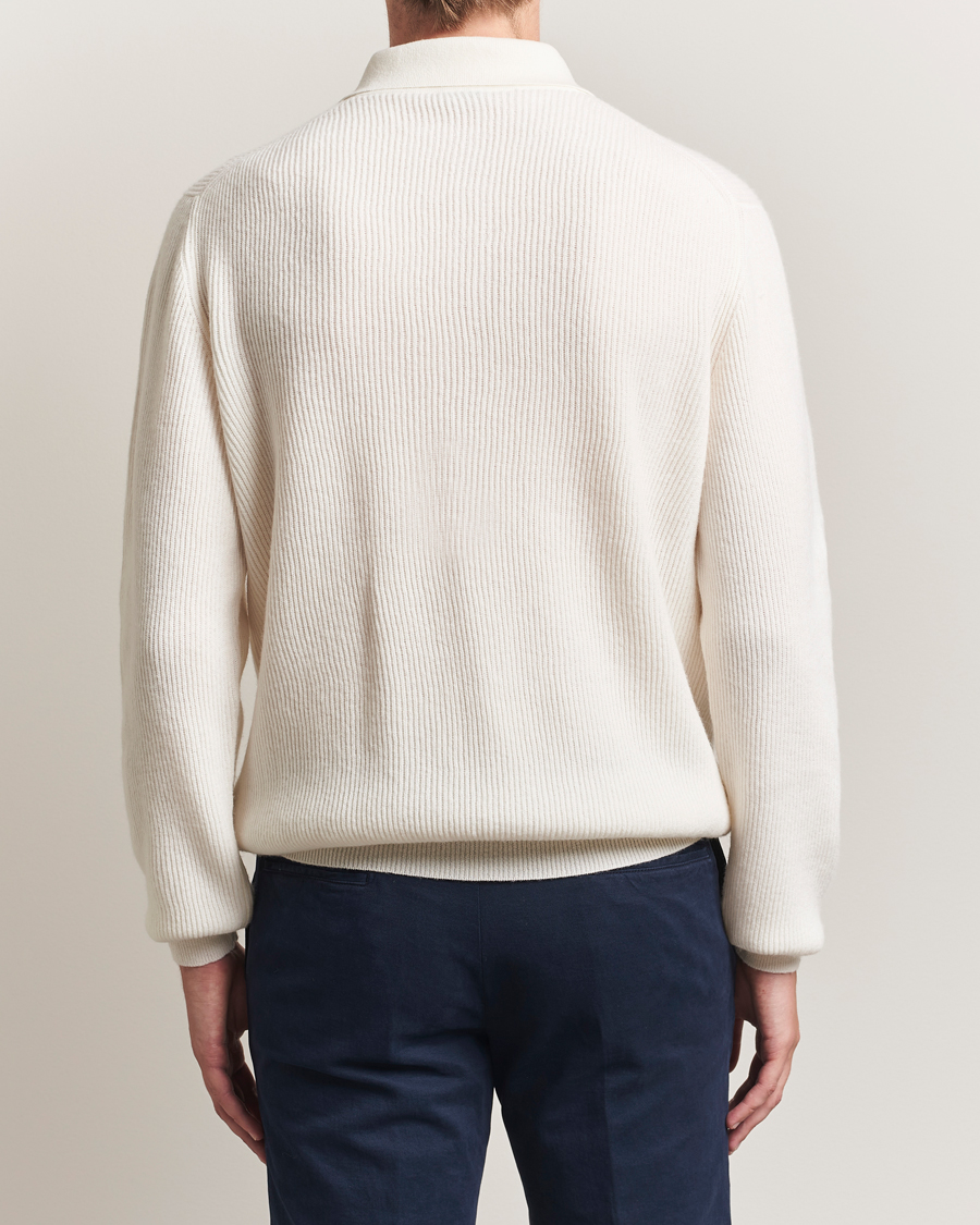 Heren | Truien | Kiton | Cashmere Rib Long Sleeve Polo Light Beige