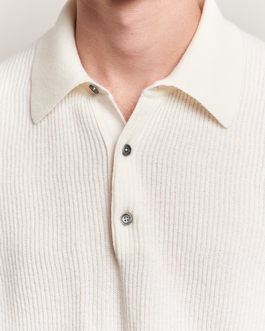 Heren | Truien | Kiton | Cashmere Rib Long Sleeve Polo Light Beige