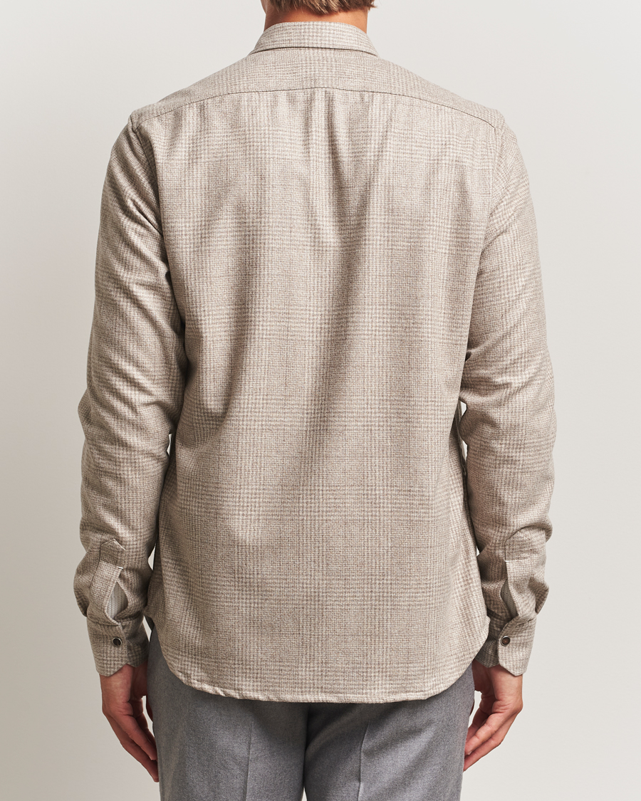 Homme | Chemises | Kiton | Wool Check Overshirt Light Beige