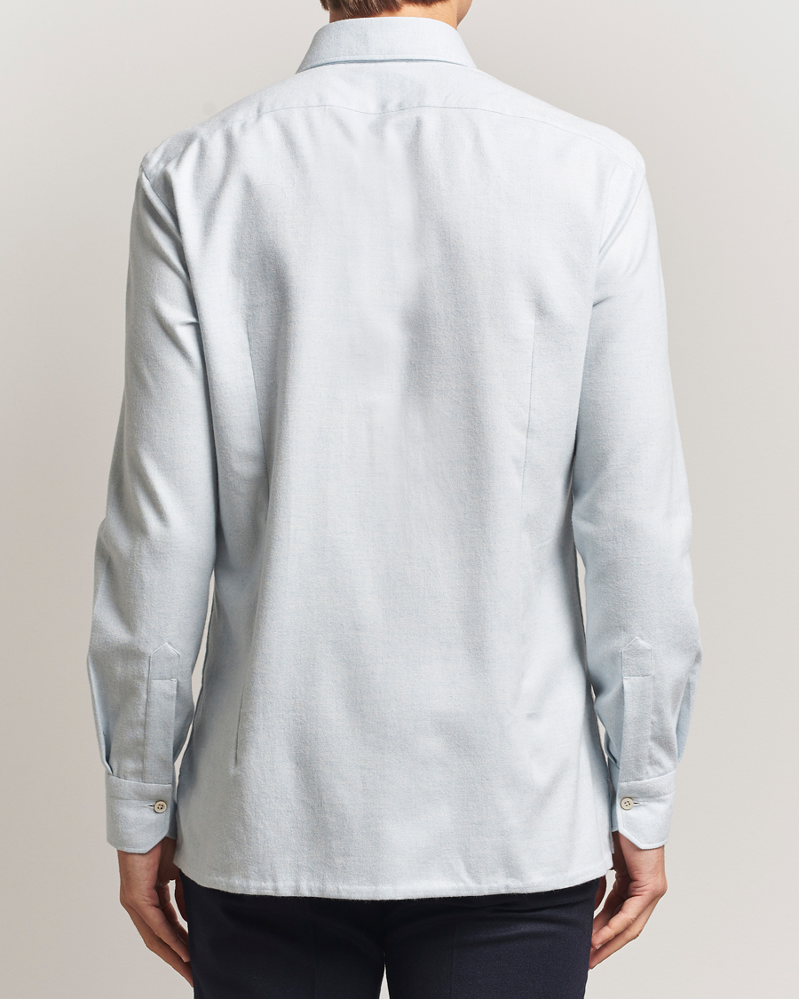 Homme | Chemises | Kiton | Cotton Flannel Sport Shirt Light Blue