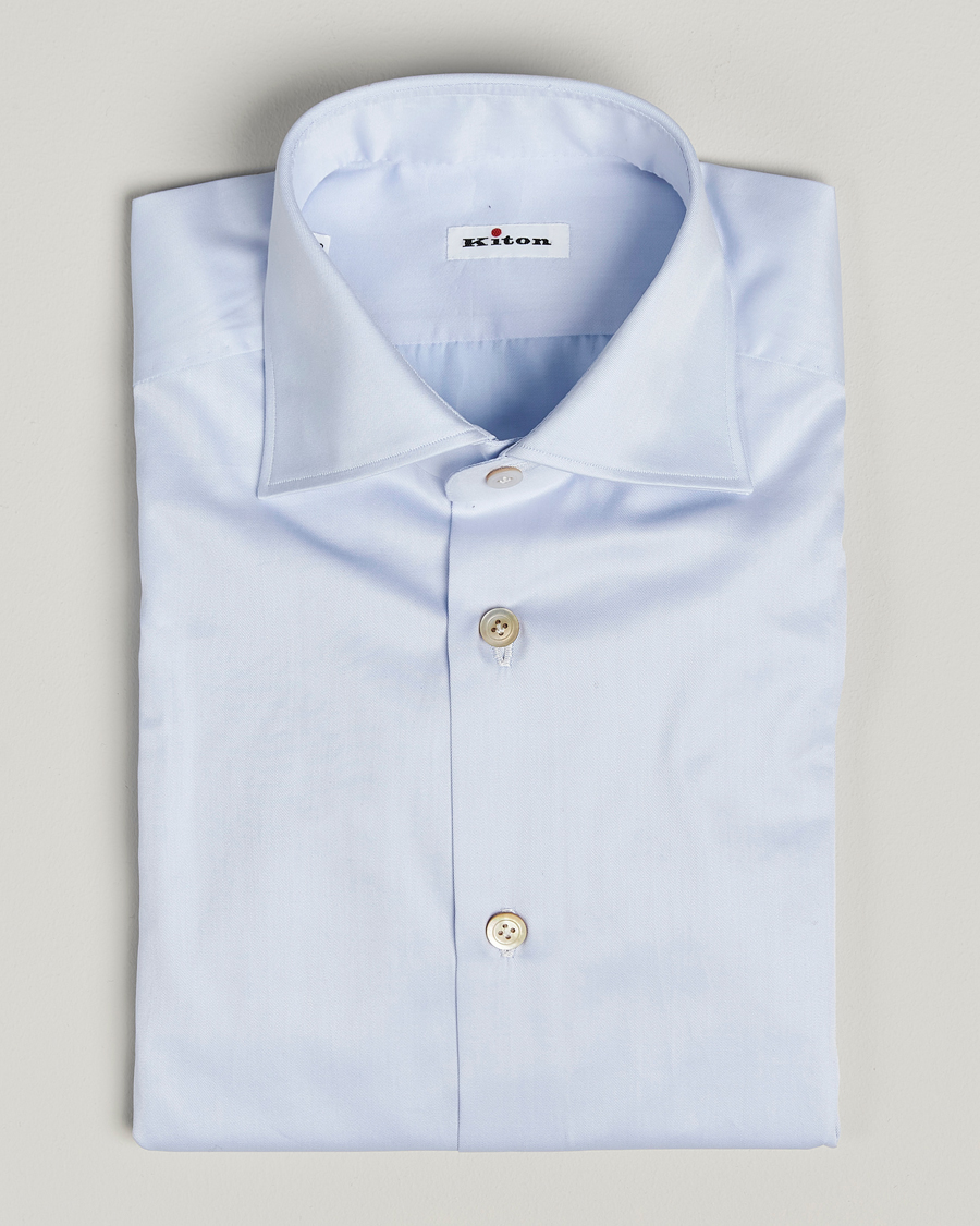 Heren | Overhemden | Kiton | Cotton Dress Shirt Light Blue