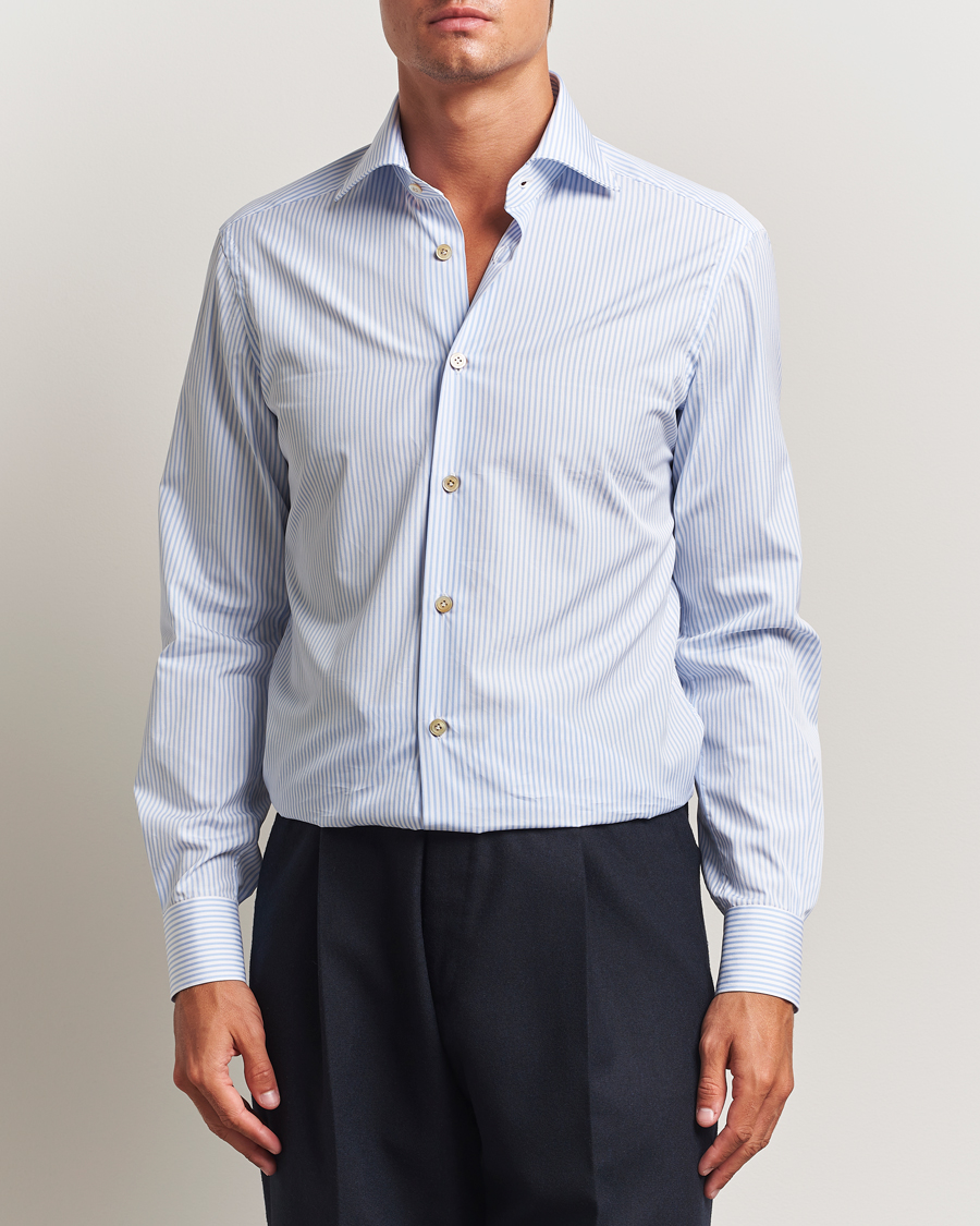 Heren | Overhemden | Kiton | Cotton Dress Shirt Light Blue Stripe