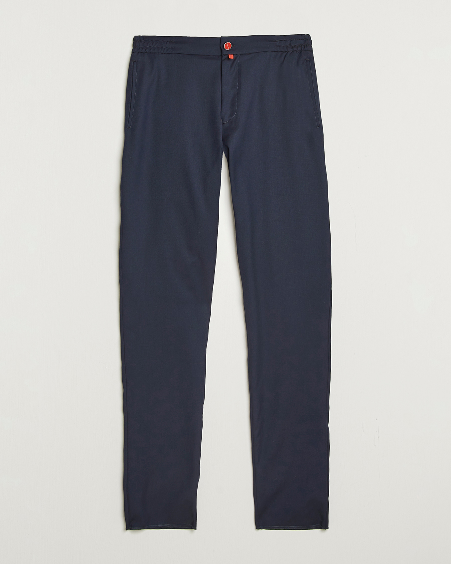 Homme | Pantalons | Kiton | Wool Stretch Drawstring Pants Navy