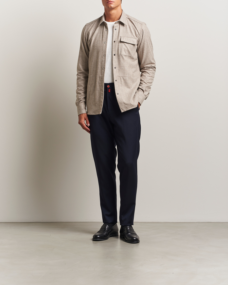 Homme | Pantalons | Kiton | Wool Stretch Drawstring Pants Navy