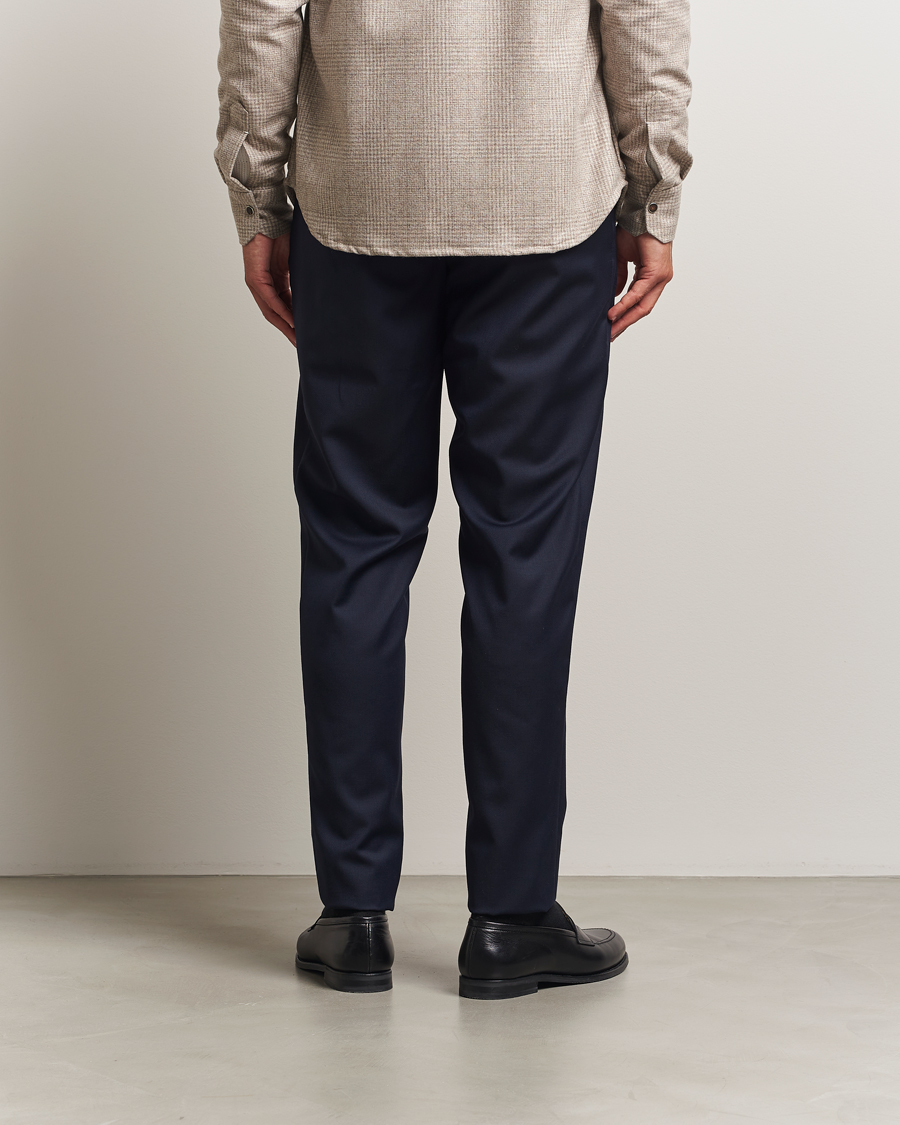 Homme | Pantalons | Kiton | Wool Stretch Drawstring Pants Navy