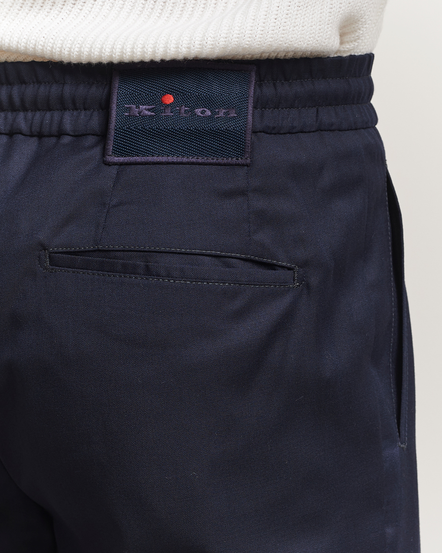 Homme | Pantalons | Kiton | Wool Stretch Drawstring Pants Navy