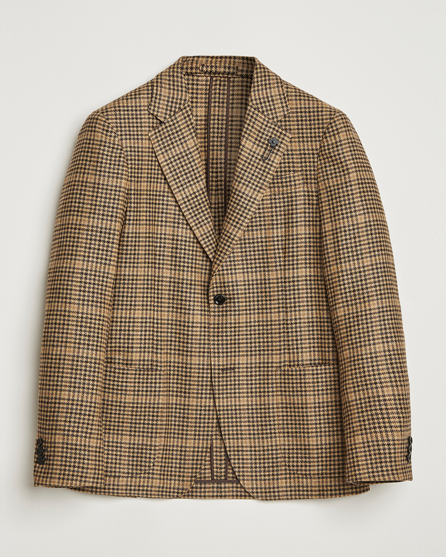 Heren | Blazers | Lardini | Wool/Cashmere Houndstooth Overcheck Blazer Brown