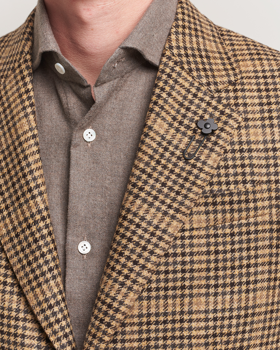 Heren | Blazers | Lardini | Wool/Cashmere Houndstooth Overcheck Blazer Brown