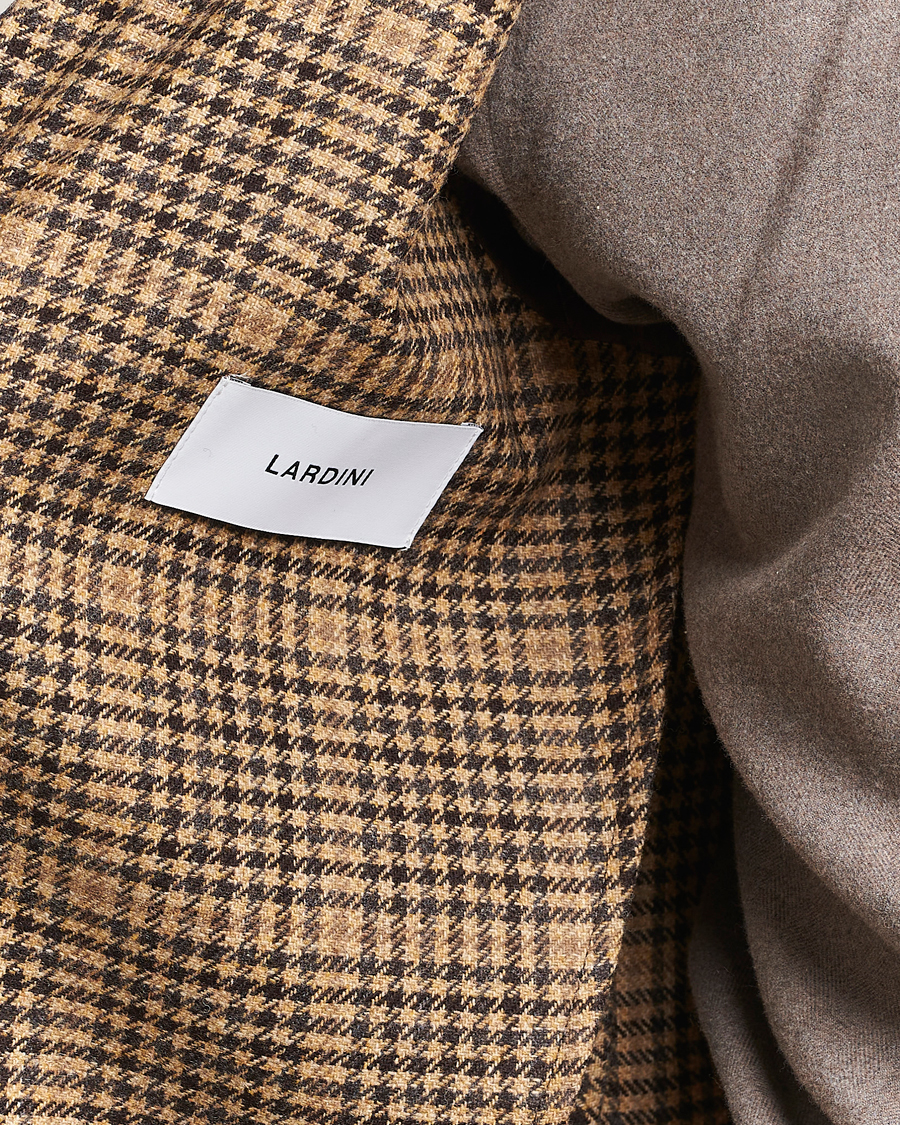 Heren | Blazers | Lardini | Wool/Cashmere Houndstooth Overcheck Blazer Brown