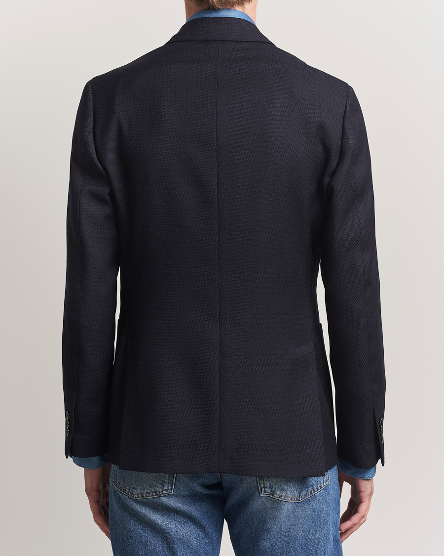 Homme | Blazers | Lardini | Double Breasted Twisted Wool Blazer Navy