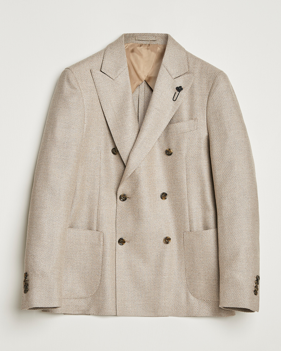 Homme | Blazers | Lardini | Double Breasted Wool/Silk/Cashmere Blazer Beige