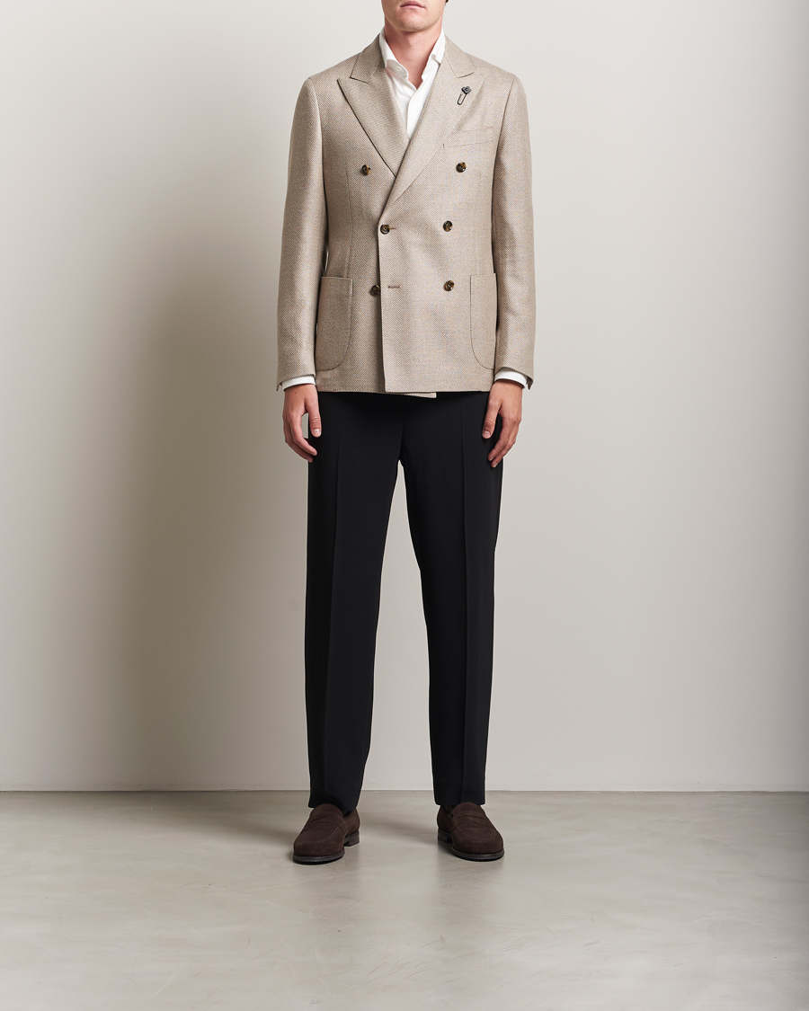Homme | Blazers | Lardini | Double Breasted Wool/Silk/Cashmere Blazer Beige