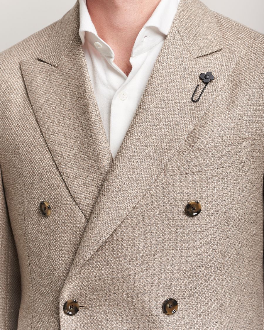 Homme | Blazers | Lardini | Double Breasted Wool/Silk/Cashmere Blazer Beige
