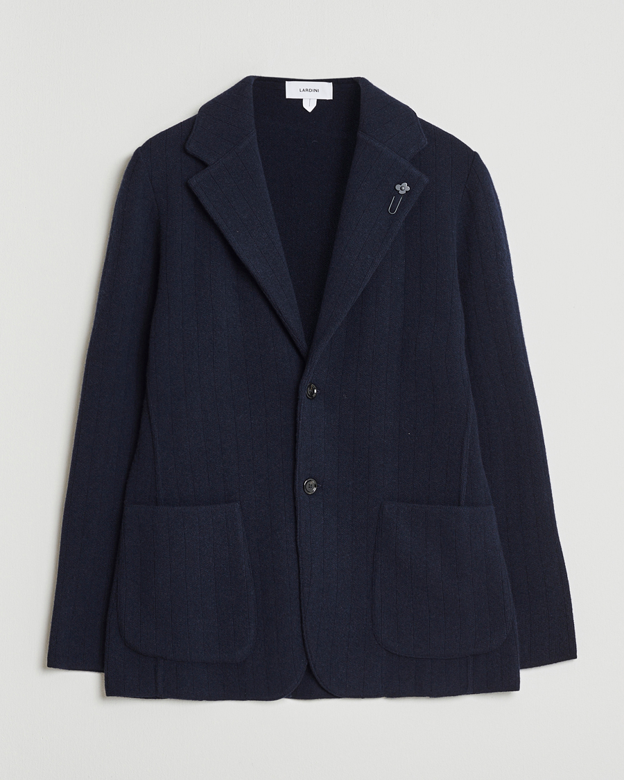 Heren | Blazers | Lardini | Wool/Cashmere Knitted Blazer Navy