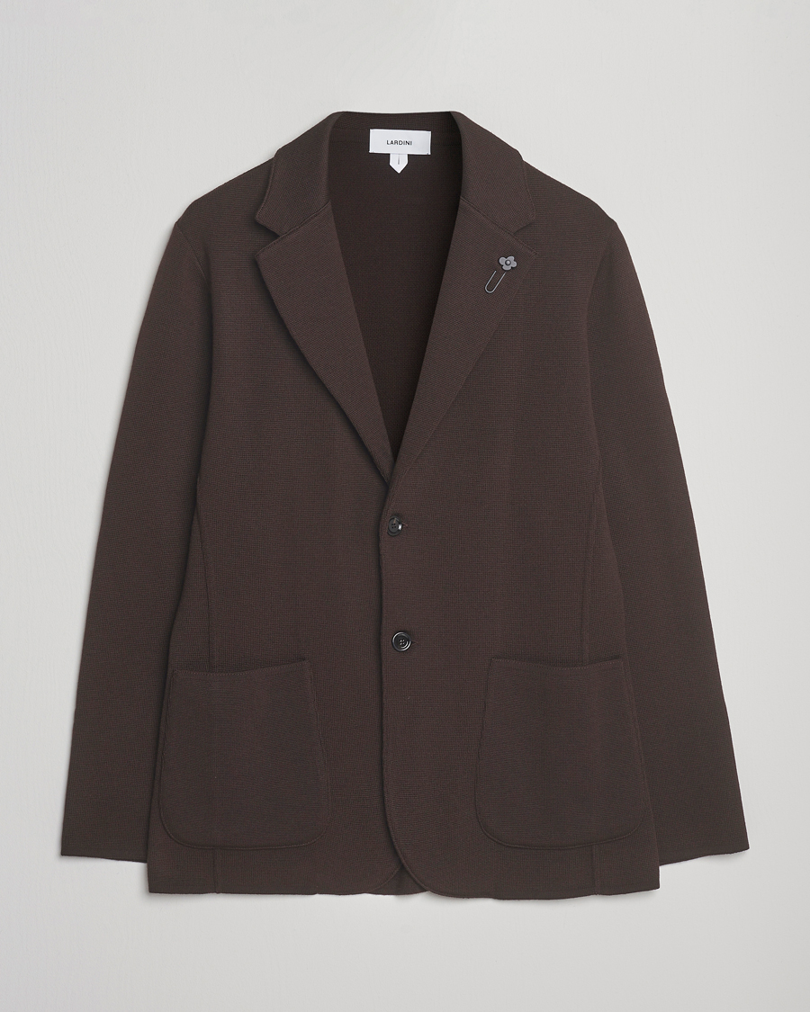 Homme | Blazers | Lardini | Knitted Wool Blazer Dark Brown