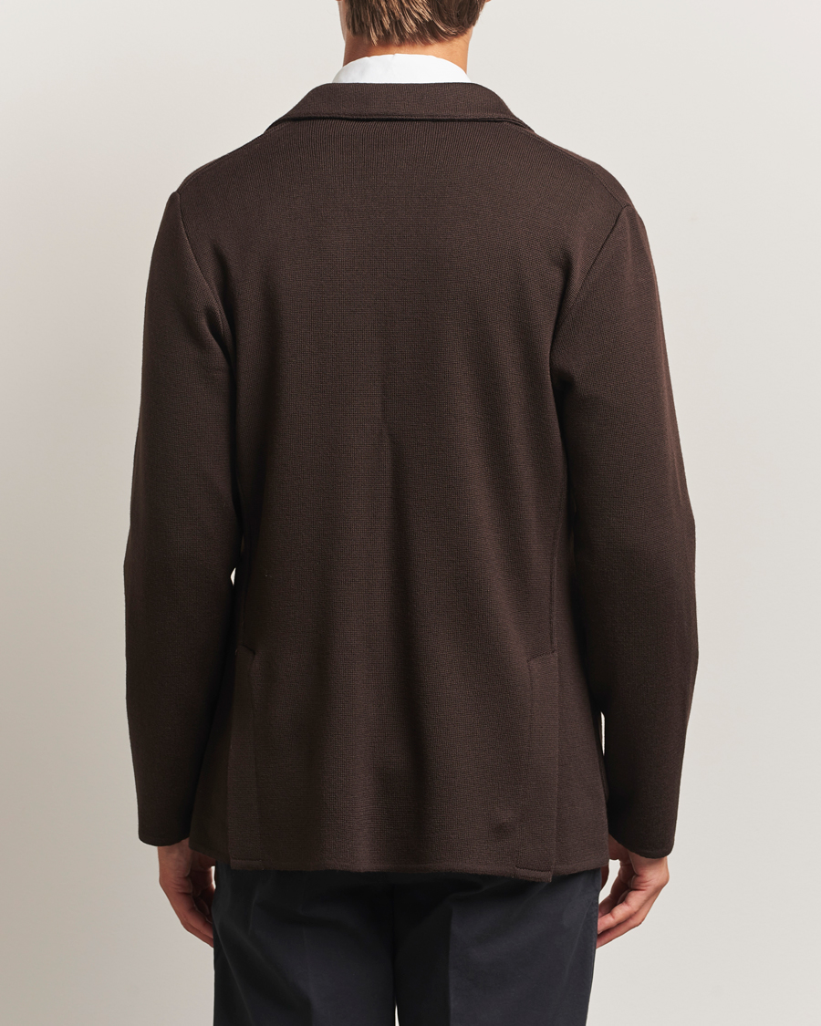 Homme | Blazers | Lardini | Knitted Wool Blazer Dark Brown