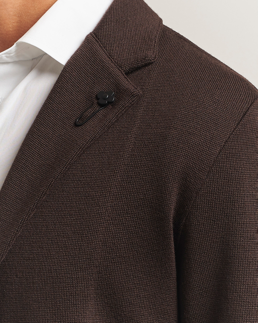 Homme | Blazers | Lardini | Knitted Wool Blazer Dark Brown
