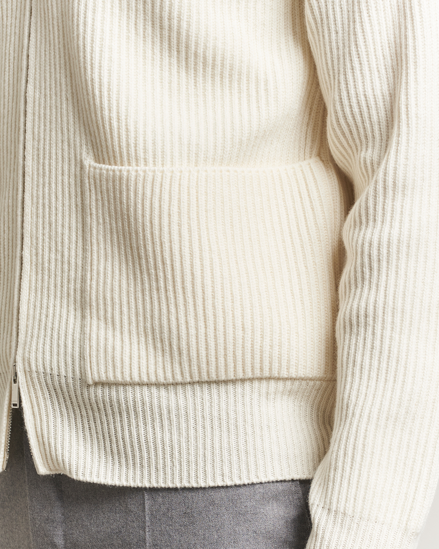 Heren | Truien | Lardini | Wool/Cashmere Knitted Full Zip Hood White
