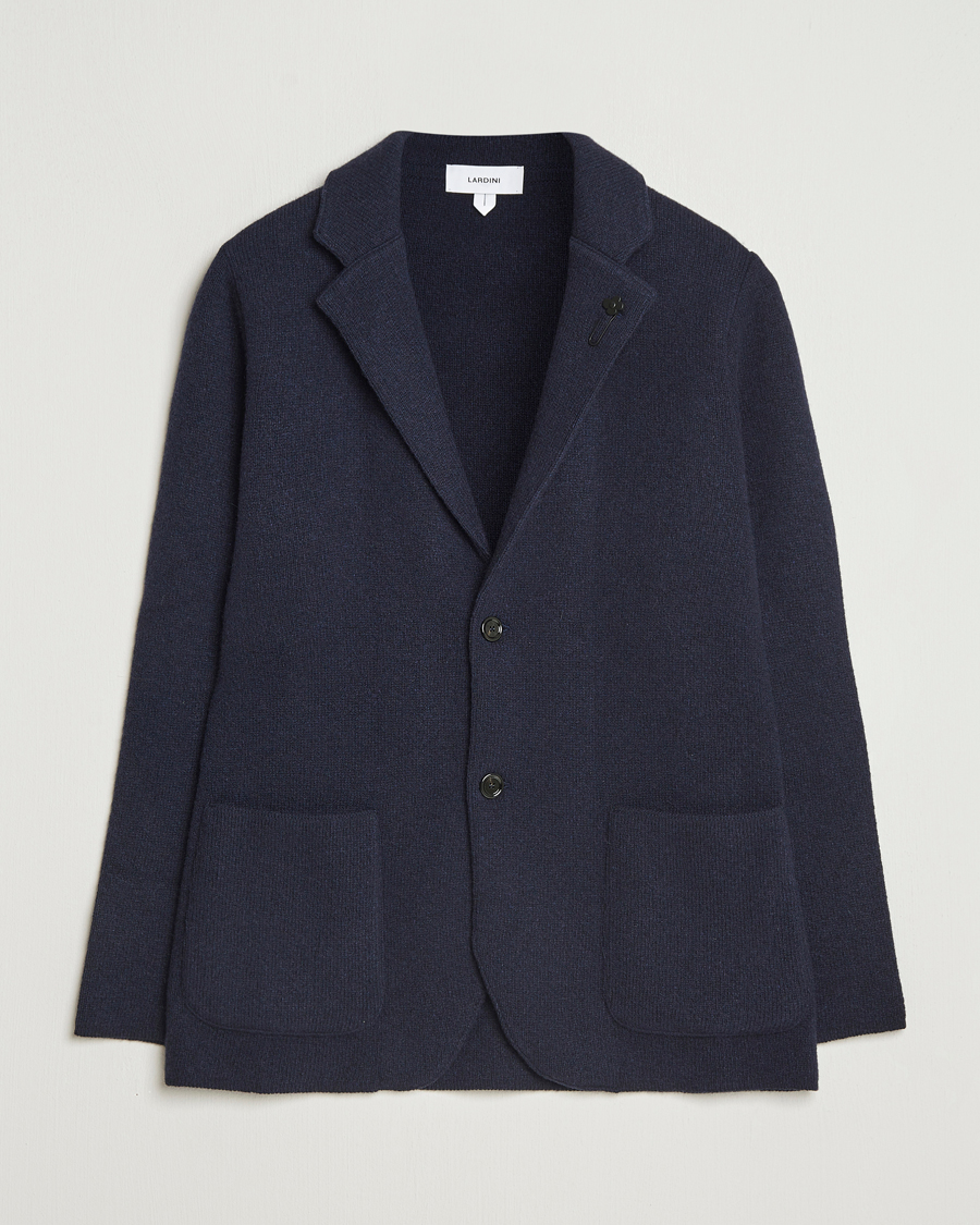 Homme | Blazers | Lardini | Recycled Cashmere Knitted Blazer Navy
