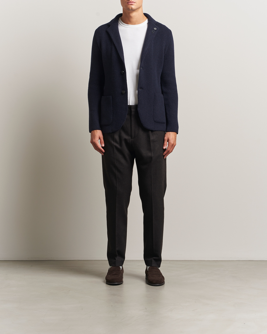 Homme | Blazers | Lardini | Recycled Cashmere Knitted Blazer Navy