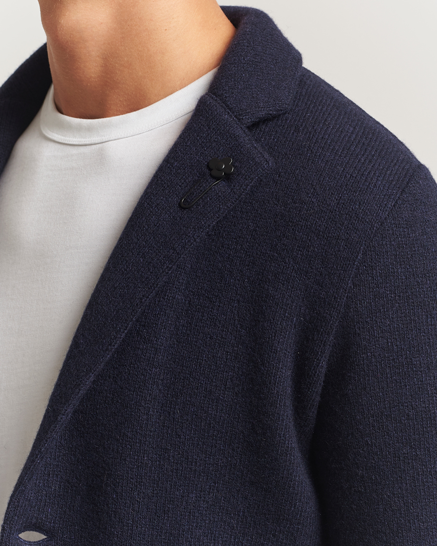 Homme | Blazers | Lardini | Recycled Cashmere Knitted Blazer Navy