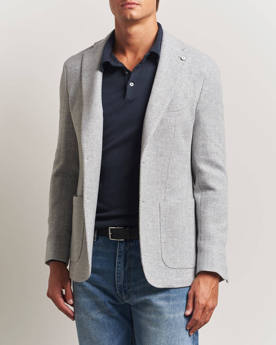 Heren | Blazers | L.B.M. 1911 | Jack Fly Knitted Wool Blazer Light Grey