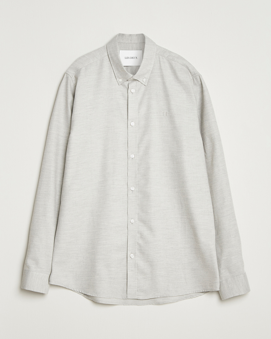 Heren | Overhemden | LES DEUX | Dessert Reg Flannel Shirt Grey Melange