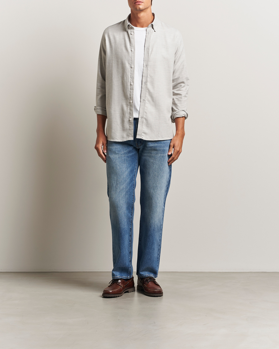Heren | Overhemden | LES DEUX | Dessert Reg Flannel Shirt Grey Melange