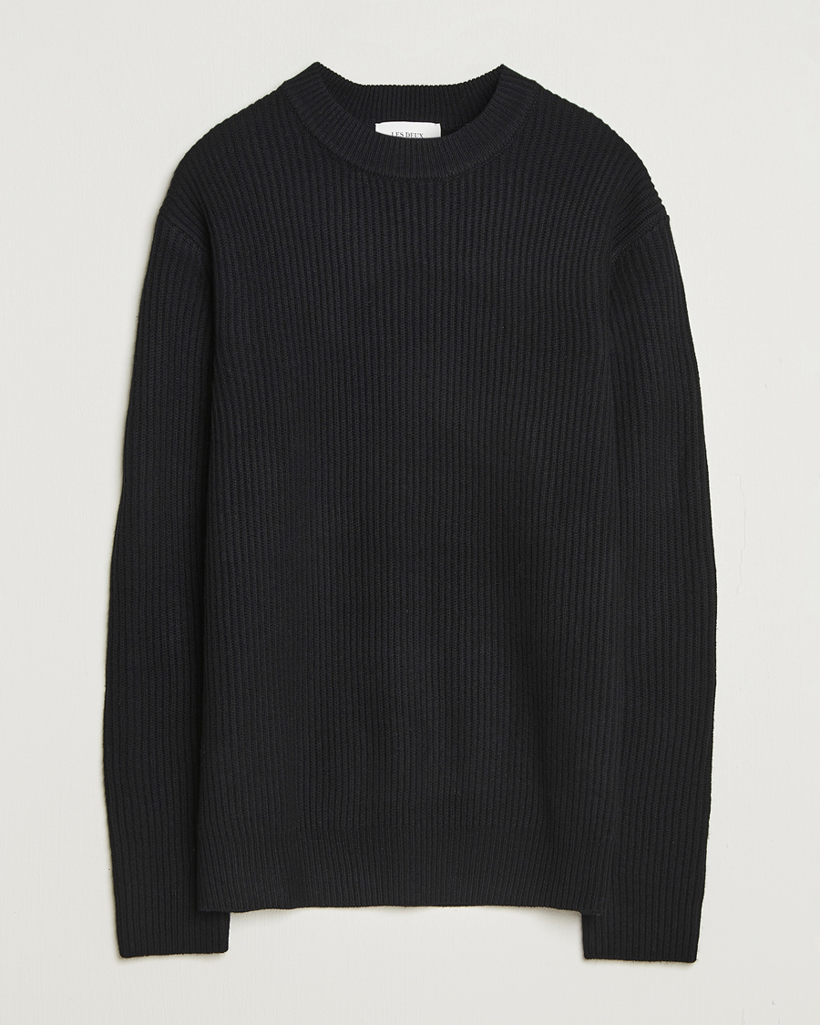 Homme | Pulls Et Tricots | LES DEUX | Eddie Wool Rib Crewneck Black