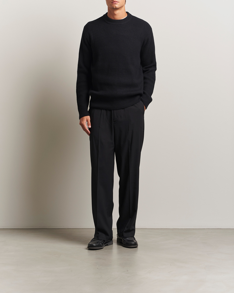 Homme | Pulls Et Tricots | LES DEUX | Eddie Wool Rib Crewneck Black