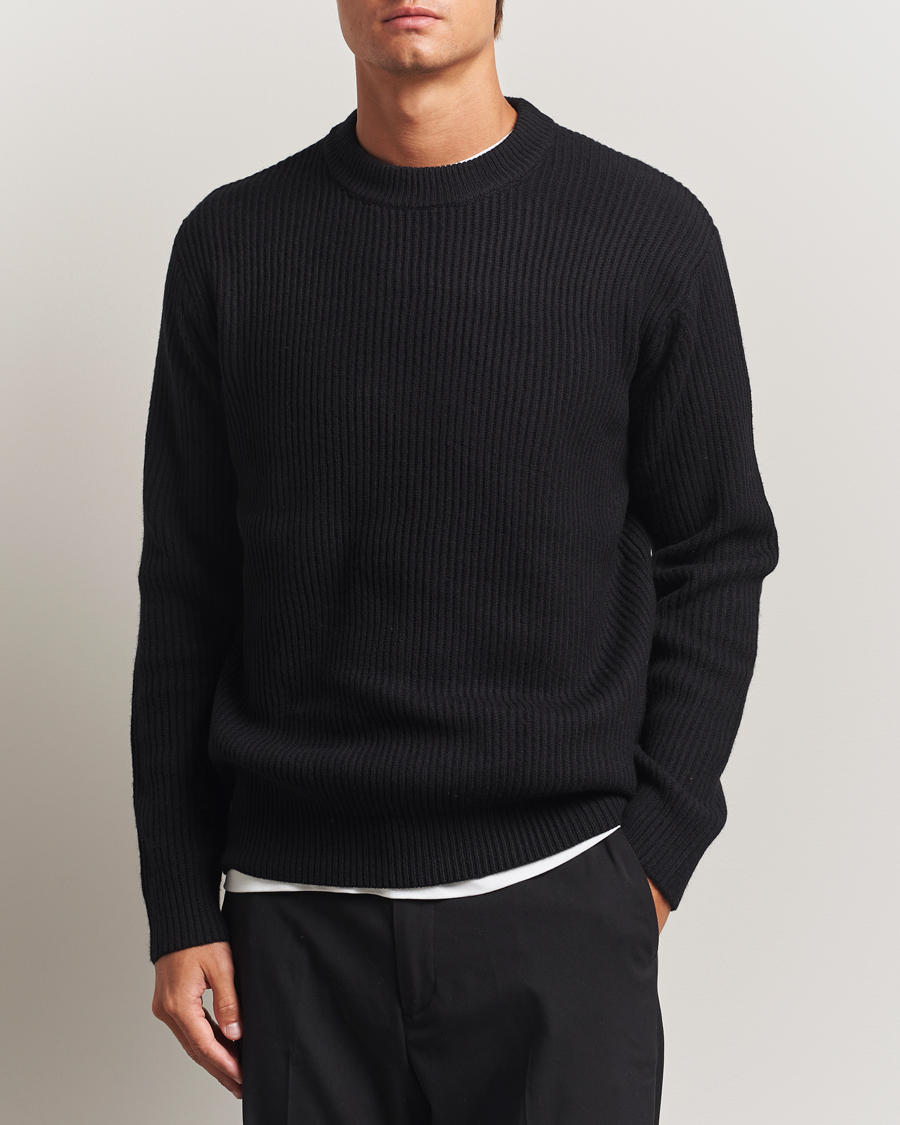 Homme | Pulls Et Tricots | LES DEUX | Eddie Wool Rib Crewneck Black