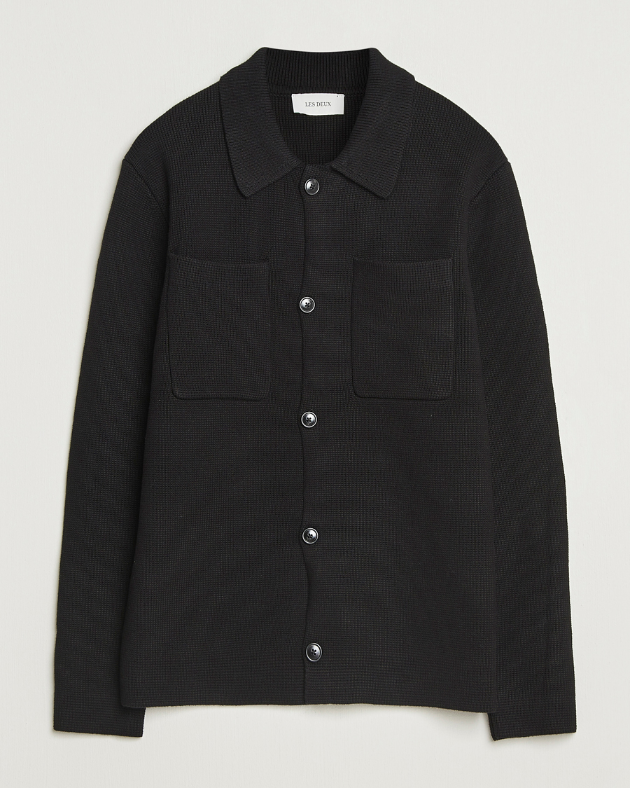 Heren | Truien | LES DEUX | Fisher Cotton Milano Knitted Overshirt Black