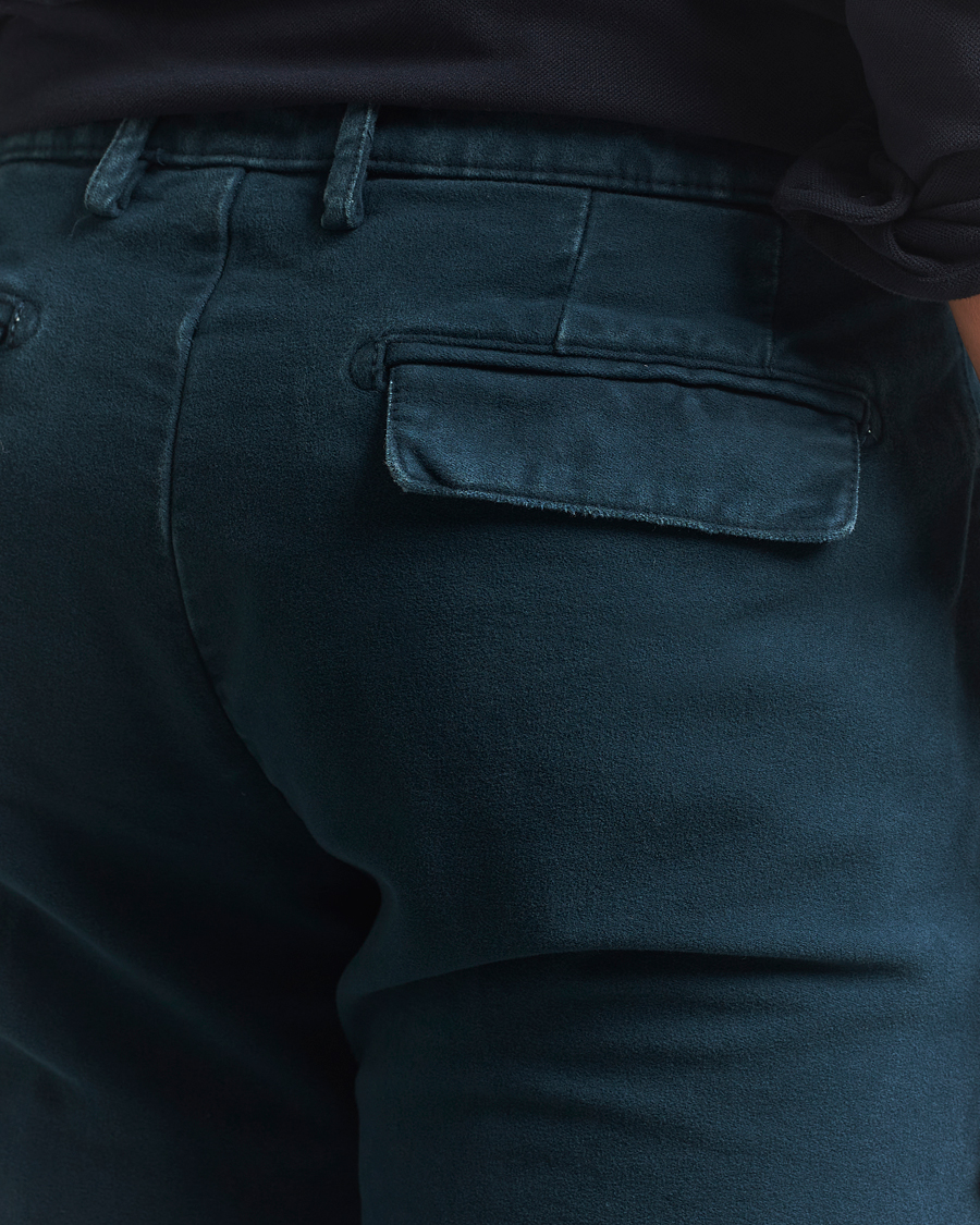 Heren | Broeken | Massimo Alba | Ionio Pleated Moleskine Trousers Petrol Blue