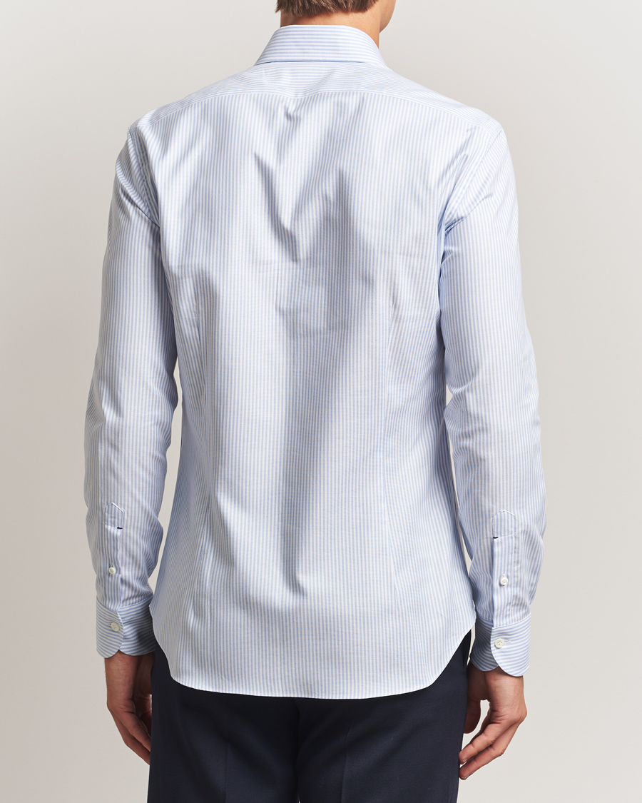 Heren | Overhemden | Mazzarelli | Soft Oxford Button Down Shirt Light Blue Stripe