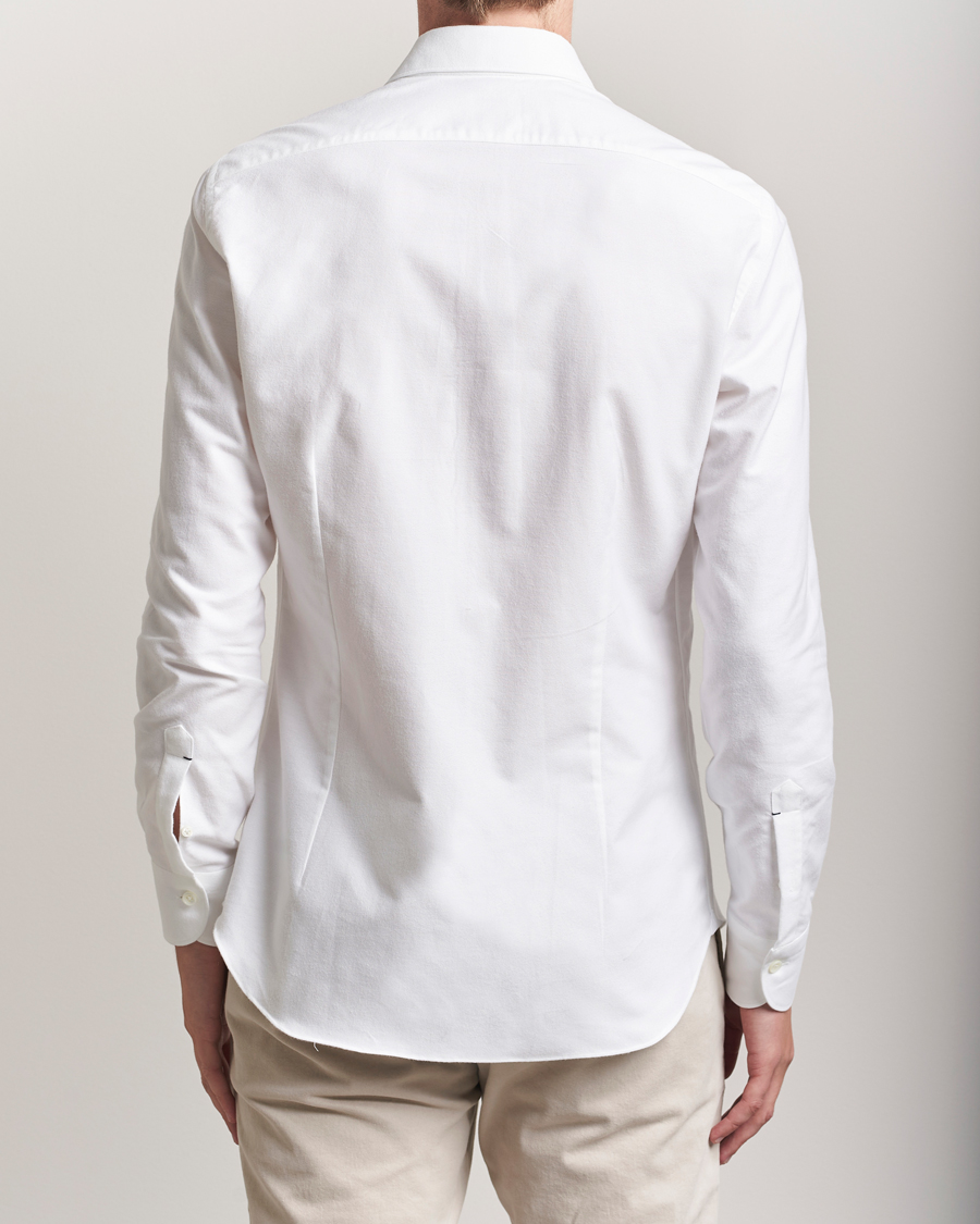 Heren | Overhemden | Mazzarelli | Soft Flannel Cut Away Shirt White