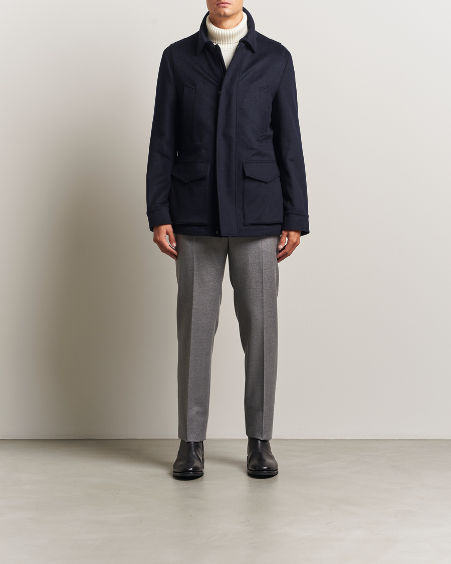 Homme | Manteaux Et Vestes | Oscar Jacobson | Traveler Wool Jacket Navy