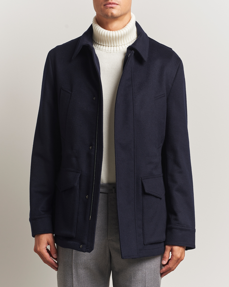 Homme | Manteaux Et Vestes | Oscar Jacobson | Traveler Wool Jacket Navy
