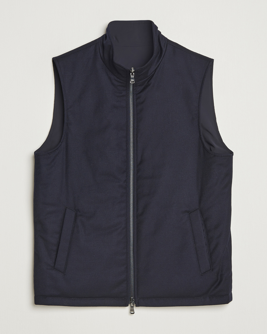 Homme | Manteaux Et Vestes | Oscar Jacobson | Nylon/Wool Reversible Vest Navy