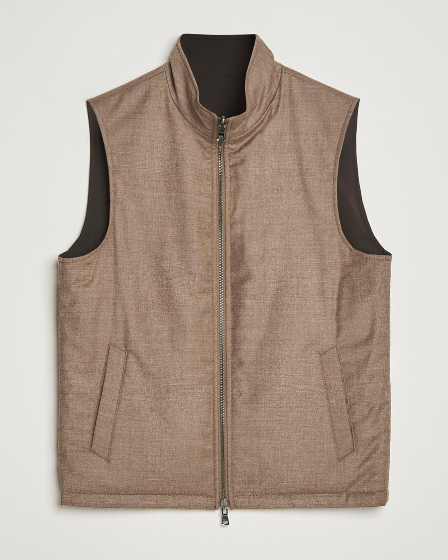 Heren | Jassen | Oscar Jacobson | Nylon/Wool Reversible Vest Brown