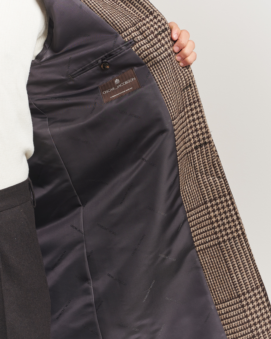 Heren | Jassen | Oscar Jacobson | Raglan Check Wool Coat Brown