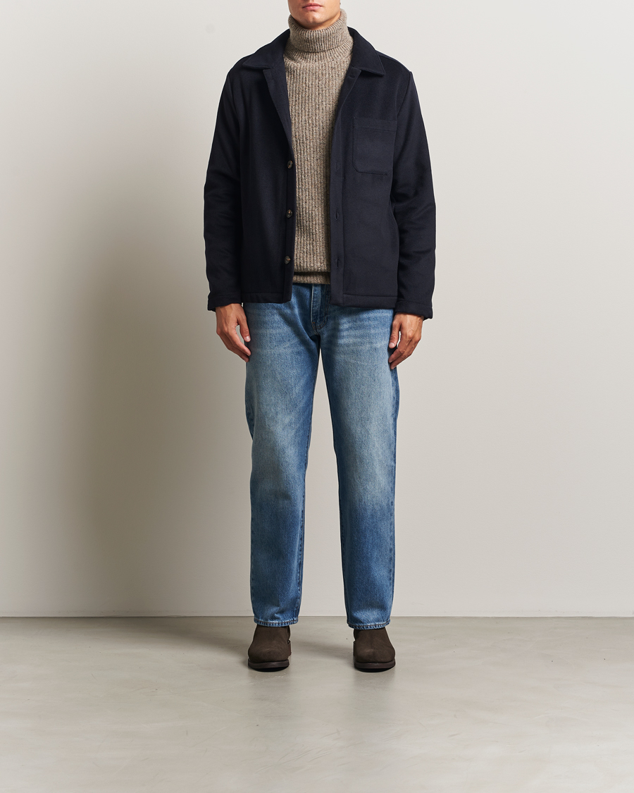 Heren | Jassen | Oscar Jacobson | Maddan Wool/Cashmere Shirt Jacket Navy