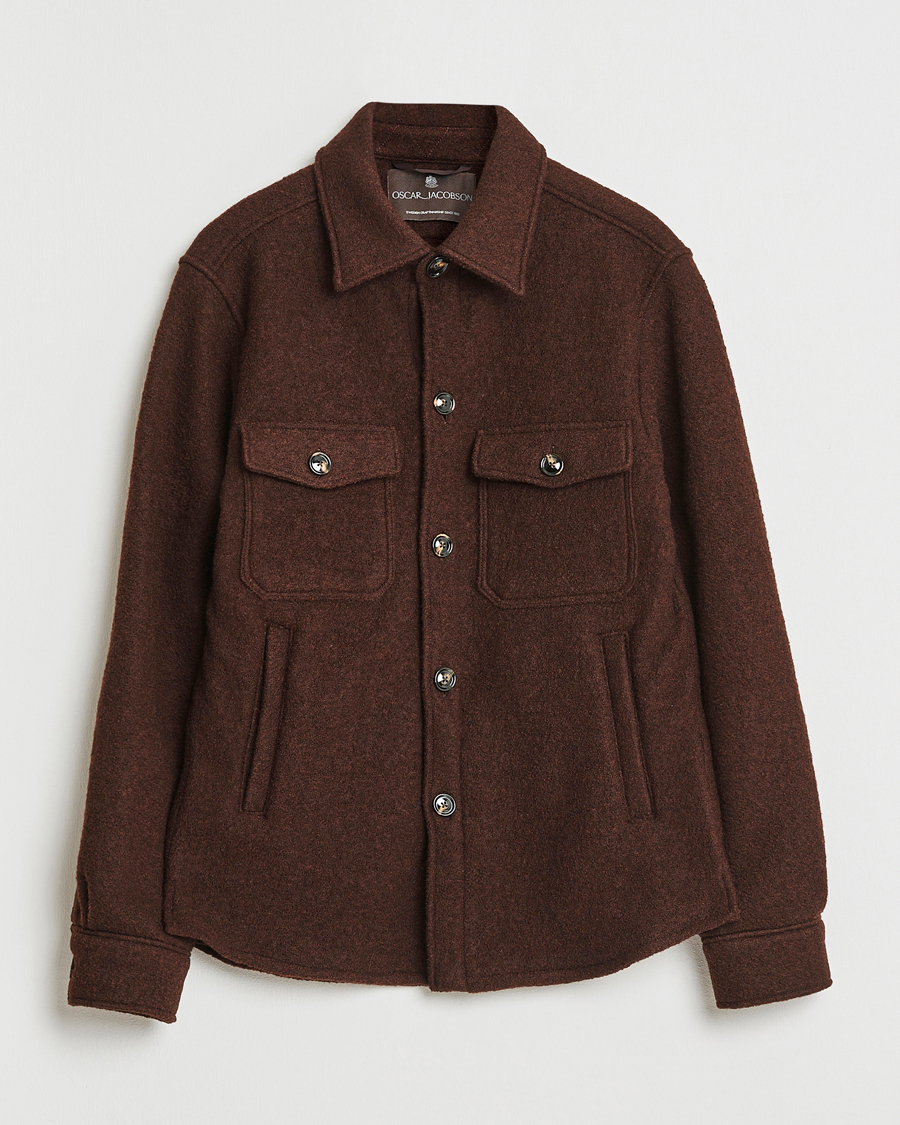 Heren | Jassen | Oscar Jacobson | Maverick Boiled Wool Shirt Jacket Brown