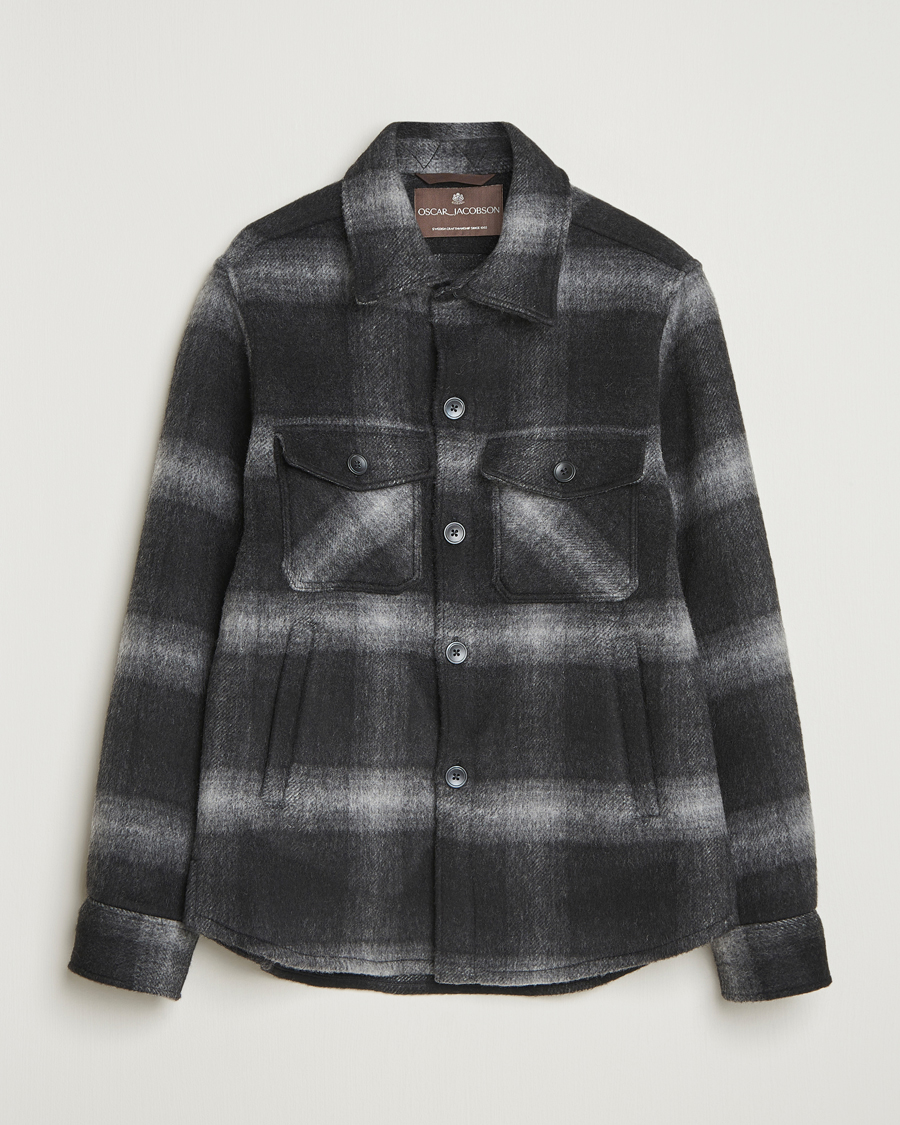 Homme | Manteaux Et Vestes | Oscar Jacobson | Maverick Checked Wool Shirt Jacket Grey