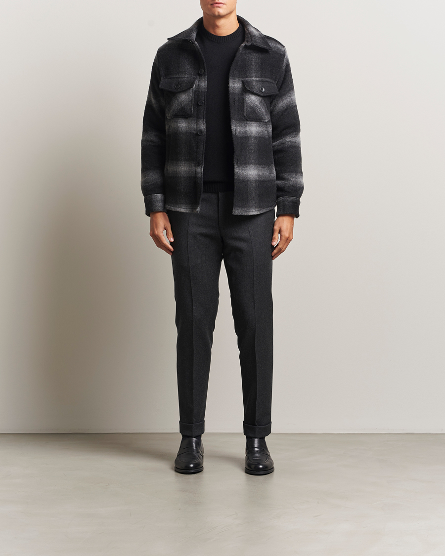 Homme | Manteaux Et Vestes | Oscar Jacobson | Maverick Checked Wool Shirt Jacket Grey