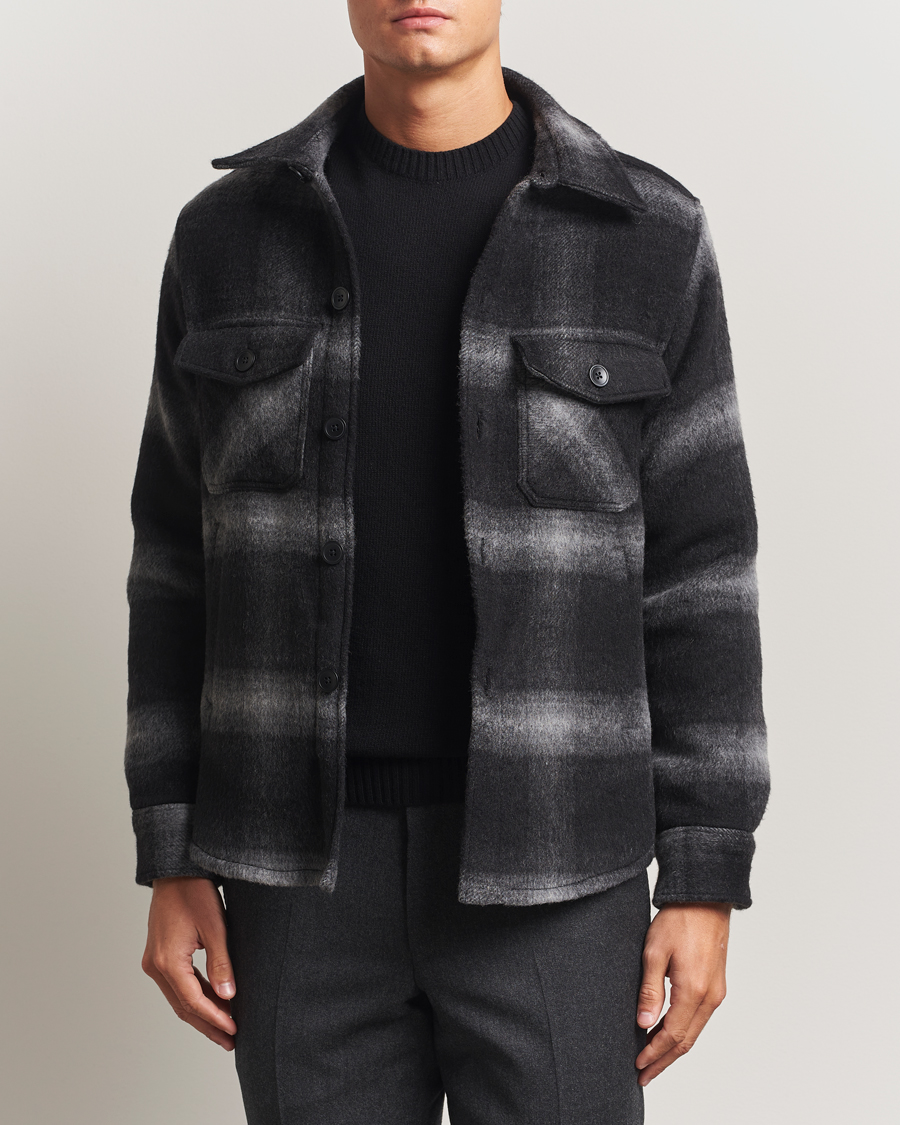 Homme | Manteaux Et Vestes | Oscar Jacobson | Maverick Checked Wool Shirt Jacket Grey