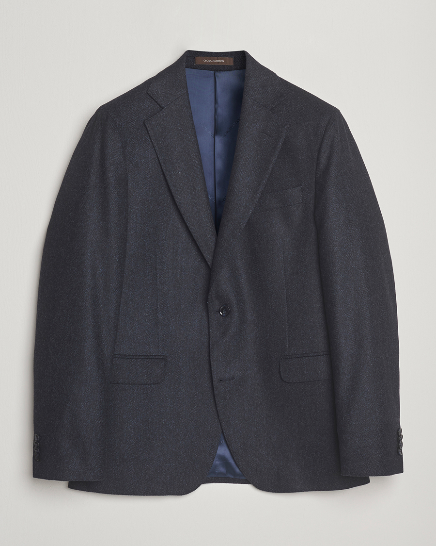 Homme | Blazers | Oscar Jacobson | Fogerty Herringbone Tweed Blazer Navy