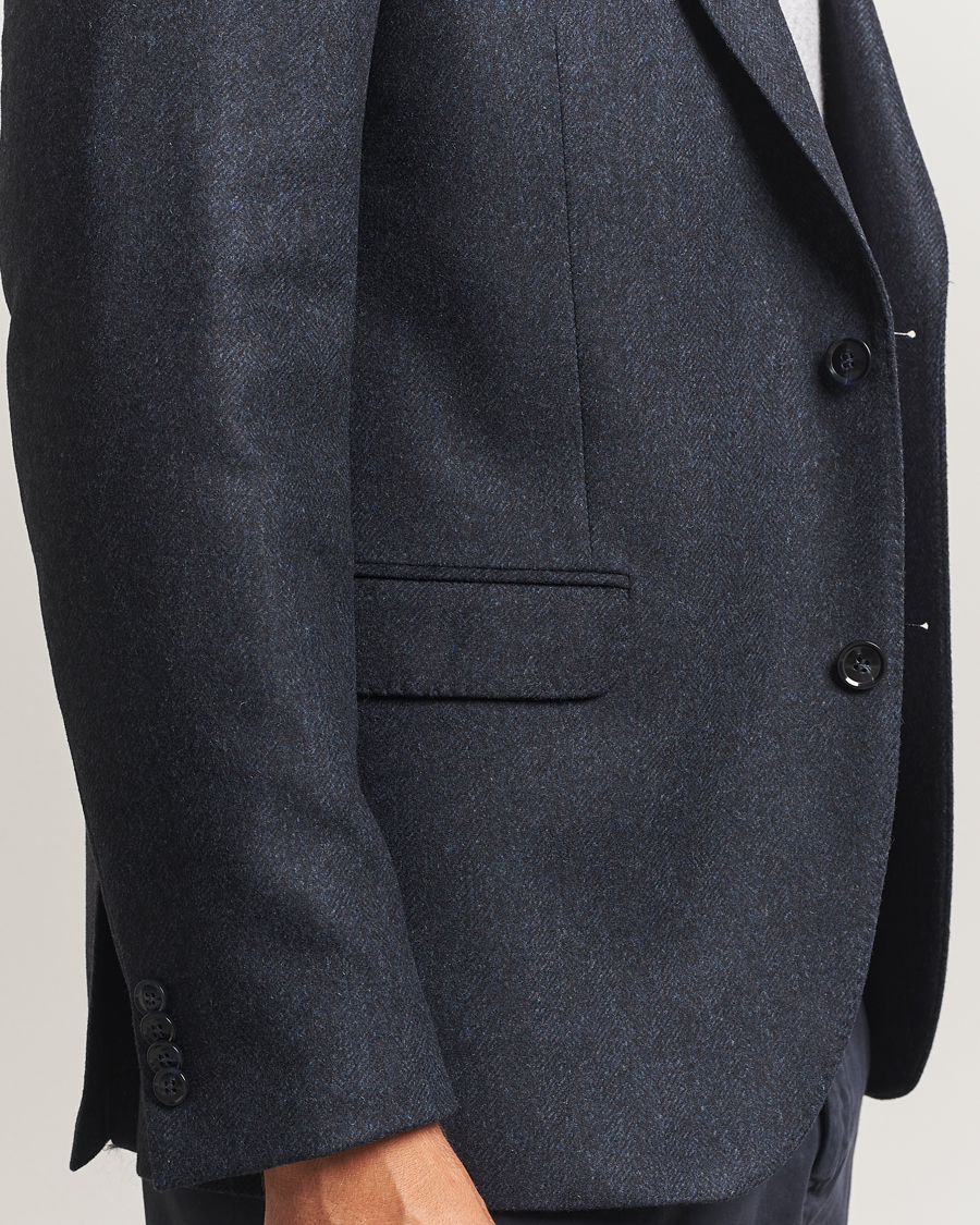 Homme | Blazers | Oscar Jacobson | Fogerty Herringbone Tweed Blazer Navy